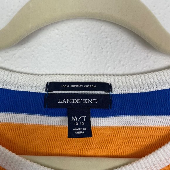 Lands' End Women's‎ M TALL Purple Orange Striped Button Up Cotton Cardigan - Picture 3 of 9